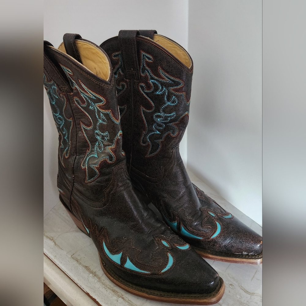 Corral Brown and Blue Heeled Boots